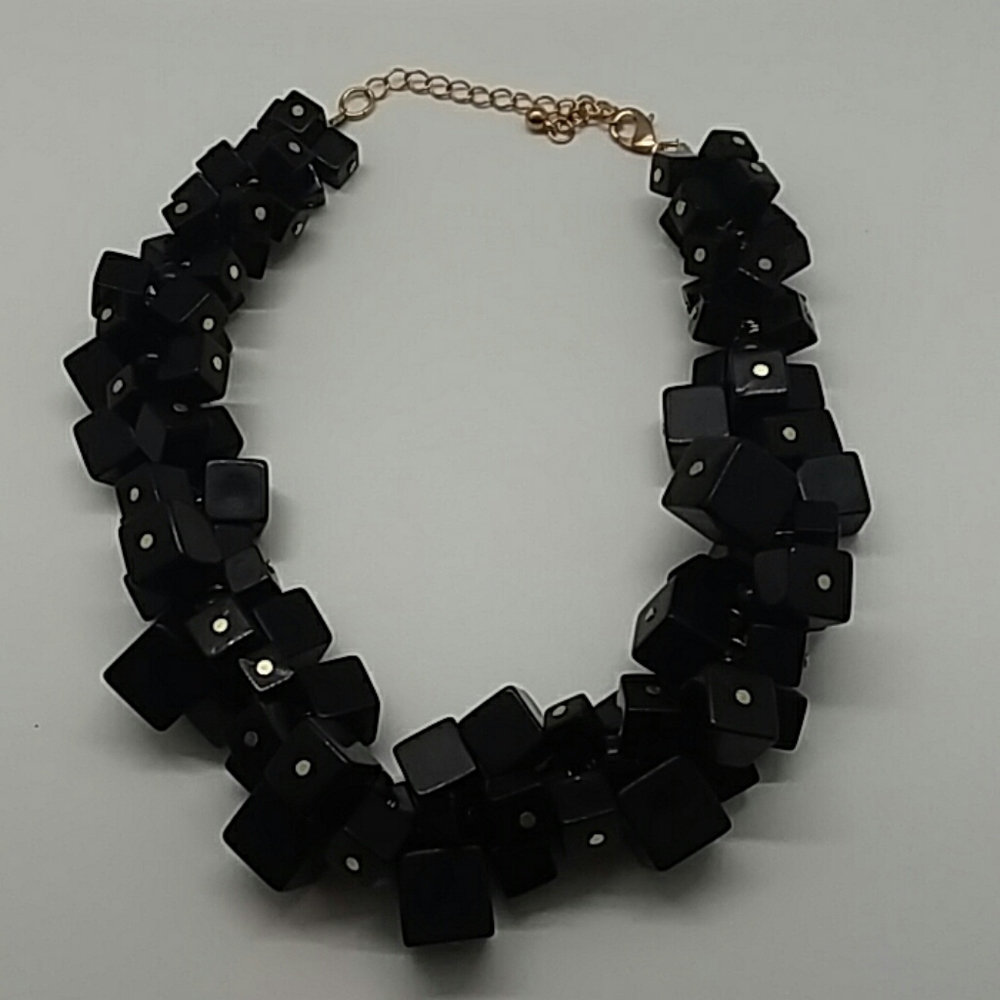 Chunky black dice necklace